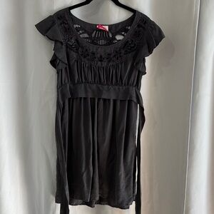 Lipsy Black Ruffle Sleeve Top‎ SILK